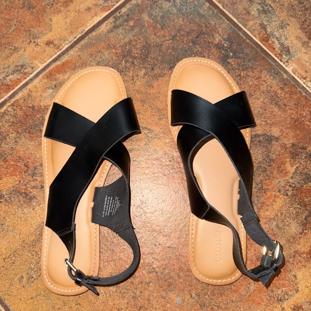Old Navy Black Sandals Minimalist Ankle Strap